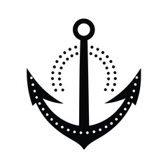 Stylish Black Anchor Nautical Design Graphic Art Icon Symbol