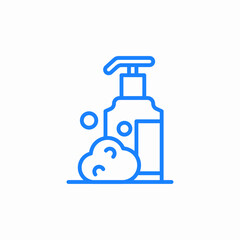 bottle with dispenser and liquid soap foam icon sign vector
