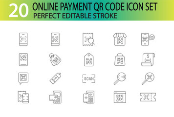 ONLINE PAYMENT QR CODE ICON SET