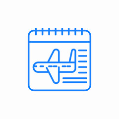 calendar with airplane icon sign vector