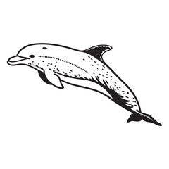 Vintage Engraving woodcut dolphin swimming retro vector art illustration design