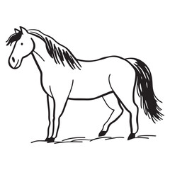 Horse outline silhouette vector, vintage Engraving woodcut Horse  retro vector art illustration design.