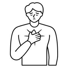 Heart Attack Icon – Medical Line Drawing of Man with Cardiac Arrest