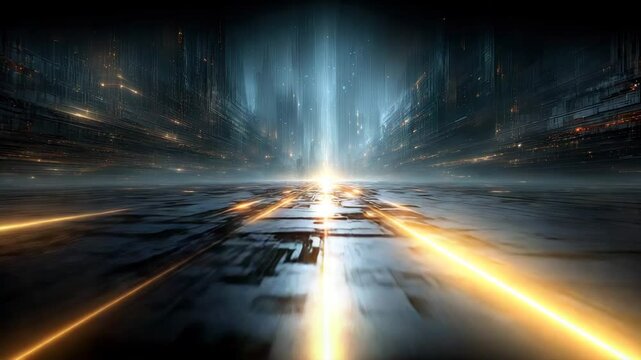 Futuristic data stream futuristic glowing pathway futuristic glowing pathway futuristic glowing pathway with energy beams leading into light portal