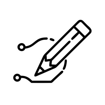 Pencil with Line Icon &ndash; Writing Action and Note Taking Symbol
