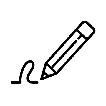 Pencil with Line Icon &ndash; Writing Action and Note Taking Symbol