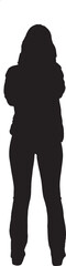  vector silhouette back view young girl standing and arms crossed