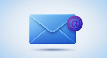 Modern notification of received email, blue envelope with notification mark