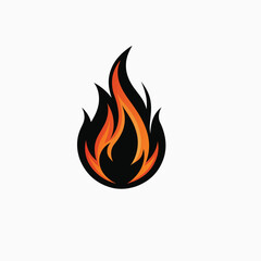 Black Fire Flame Icon Silhouette on White Background – Vector Illustration
