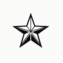 Five-Pointed Star Icon Silhouette Isolated on White Background