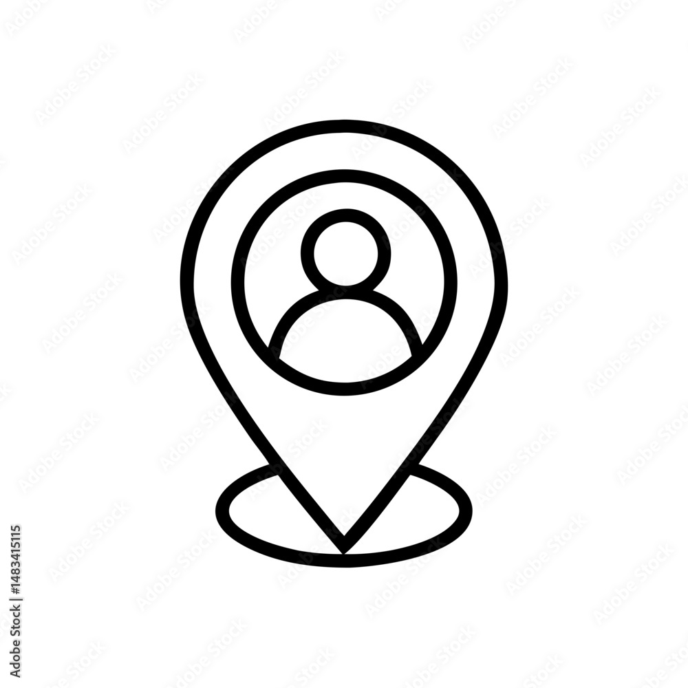 Poster Profile Pin Location Icon Representing User Position, Geolocation, and Personal Navigation