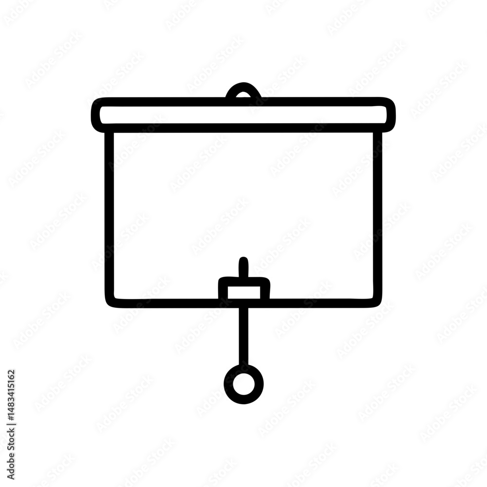 Poster pull down projector screen icon representing presentation equipment, visual display, and meeting too