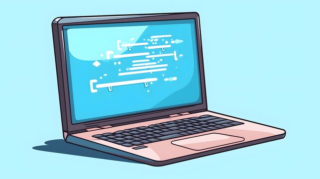 Modern laptop with programming code and software data for technology concept