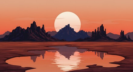 Obraz premium Crimson Sunset Reflection