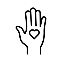 Fototapeta premium Raised Hand with Heart Icon Representing Volunteer Support, Kindness, and Community Involvement