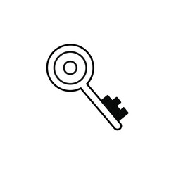 Key Icon Symbol – Line Outline Vector on White Background