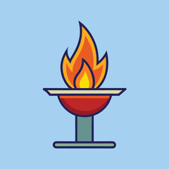 Illustration of an Olympic Flame Cauldron with bright colors and bold outlines