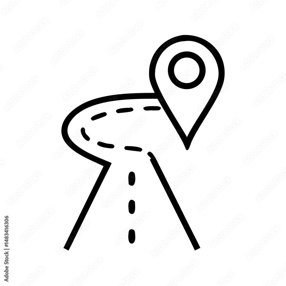 Aufkleber Road Path with Navigation Arrow Icon Representing Travel Direction, Route Guidance, and GPS Navigation