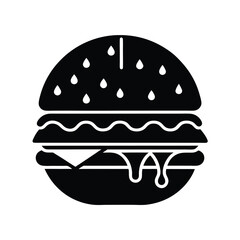 Delicious Juicy Burger Icon Fast Food, Sesame Bun, Cheese