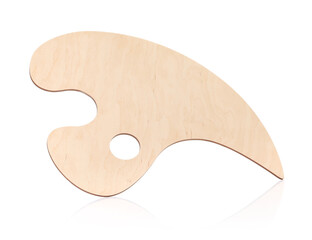 Empty wooden artist's palette isolated on white