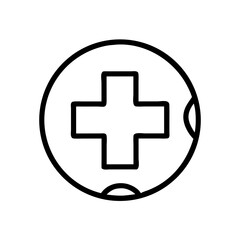 Round Medical Cross Icon Representing General Healthcare, Medical Services, and First Aid Support