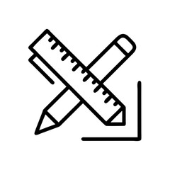 Ruler and Pen Icon Representing Measurement Tools, Drawing Instruments, and Office Stationery