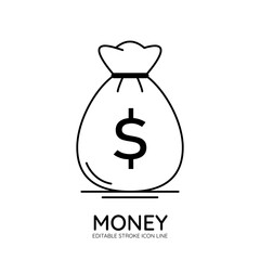 Money Line Icon with White Background. Editable Stroke Style for Web, App, Presentation, and Infographics