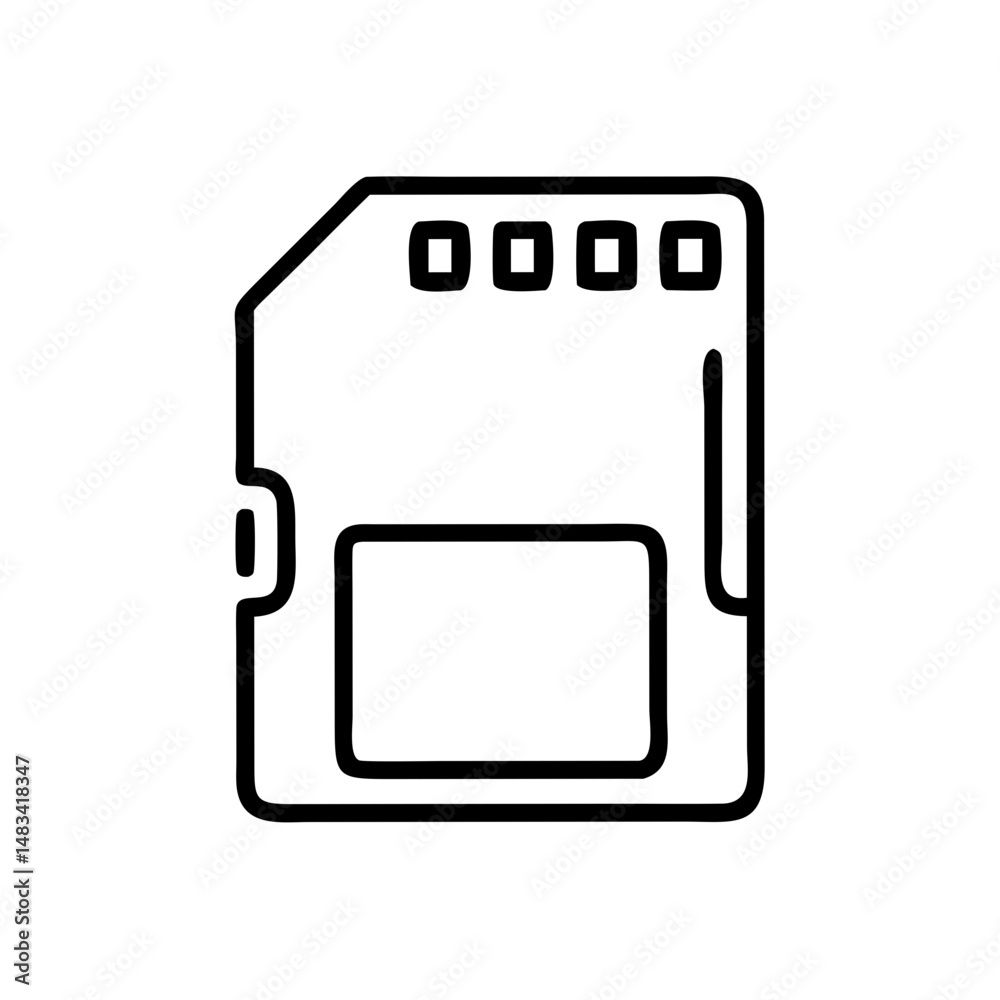 Poster SD Memory Card Icon Representing Digital Storage, Portable Media, and Data Transfer Device