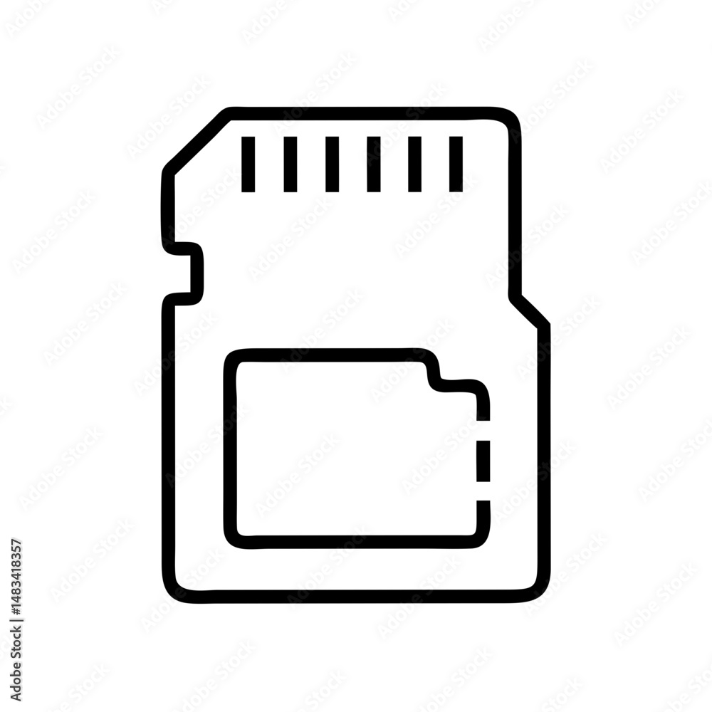 Poster SD Memory Card Icon Representing Digital Storage, Portable Media, and Data Transfer Device