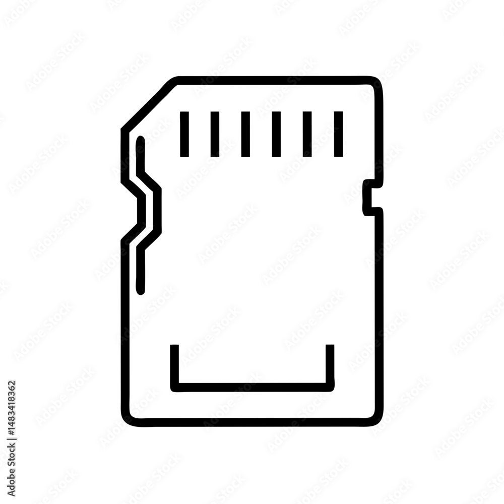 Poster SD Memory Card Icon Representing Digital Storage, Portable Media, and Data Transfer Device
