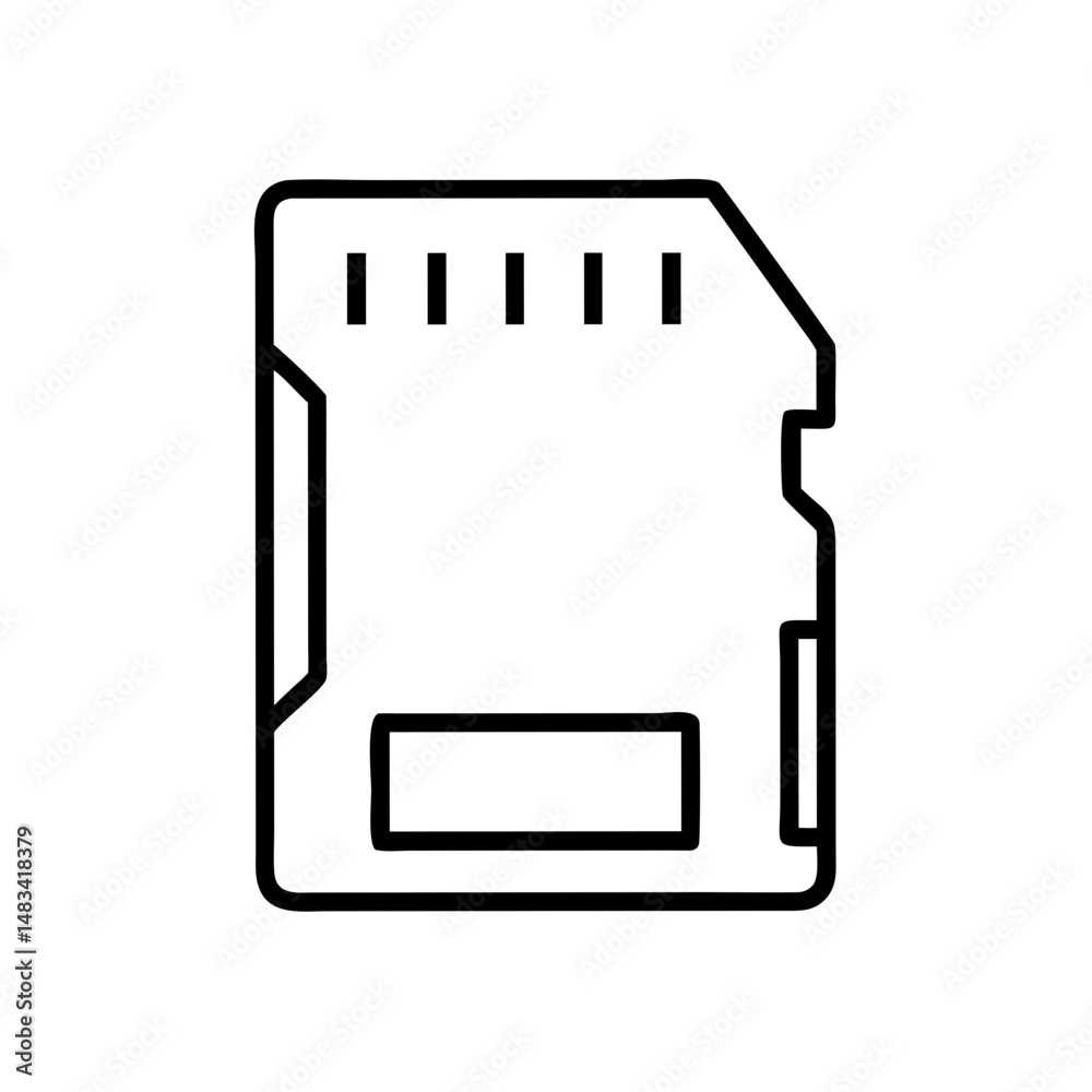 Poster sd memory card icon representing digital storage, portable media, and data transfer device