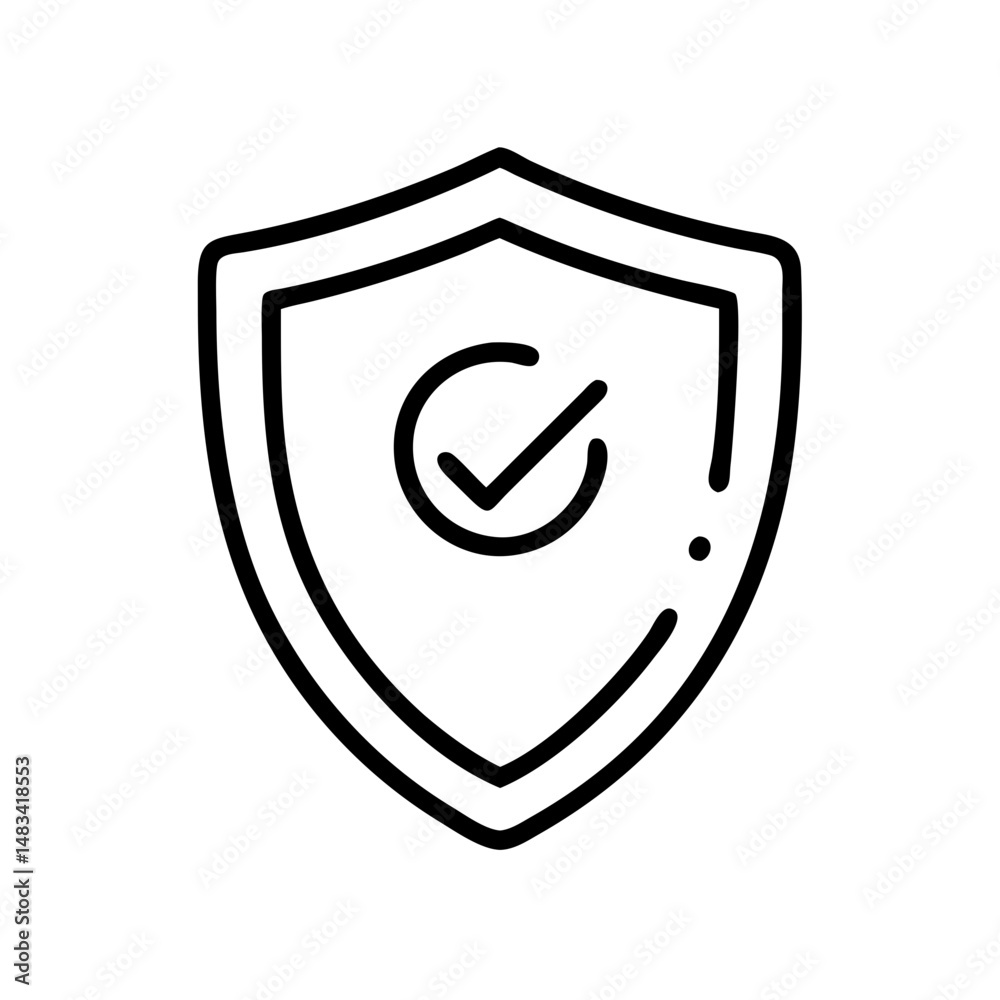 Poster Security Shield Check Icon Representing Verified Protection, Trusted Access, and Safe Authorization