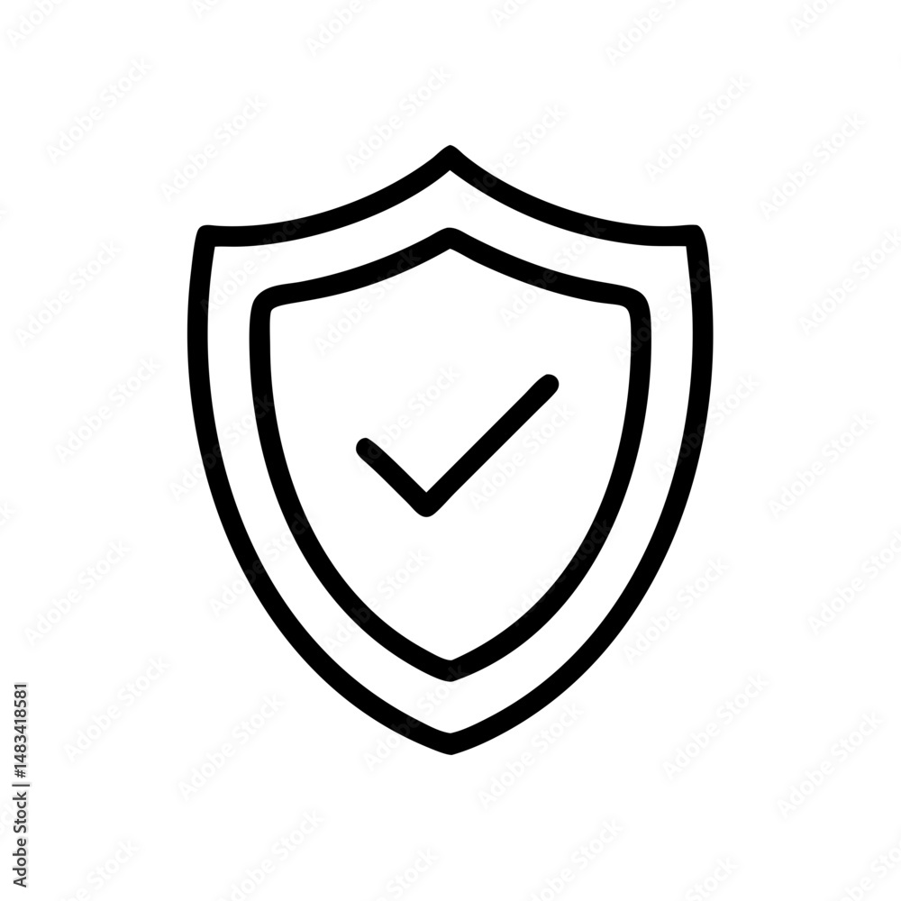 Poster Security Shield Check Icon Representing Verified Protection, Trusted Access, and Safe Authorization