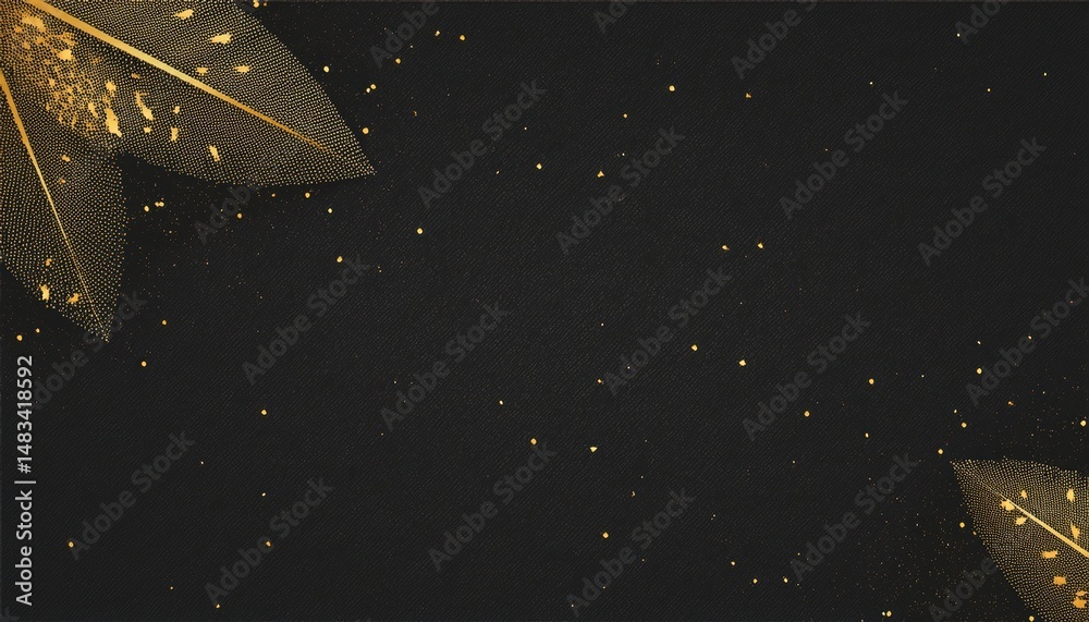 Poster  luxury black background with diagonal lines and golden glitter splashes for elegant banner, invitation, certificate or web design