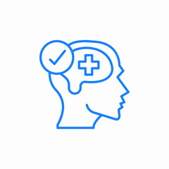 human head profile with brain and medical cross icon sign vector