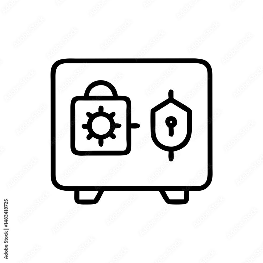 Poster Security Vault Icon Representing Safe Storage, Financial Protection, and Secure Access