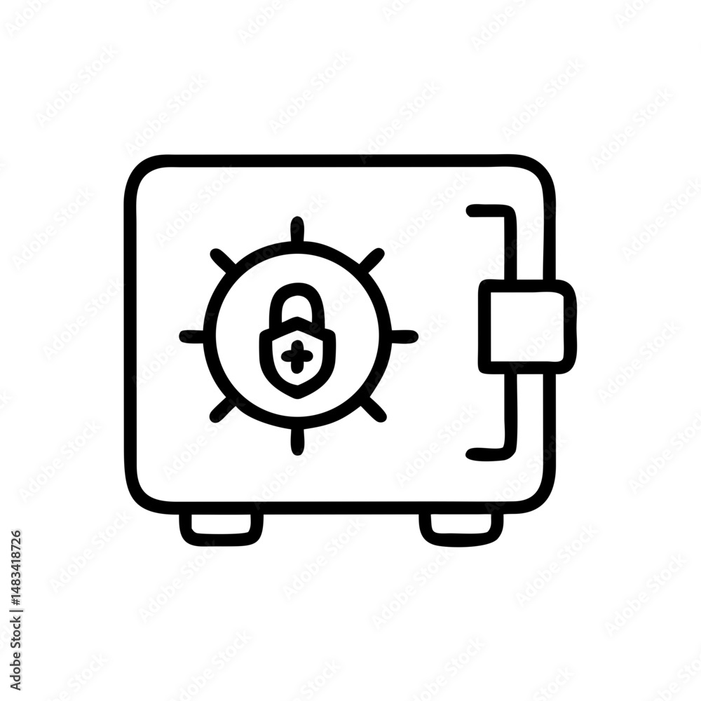 Poster Security Vault Icon Representing Safe Storage, Financial Protection, and Secure Access