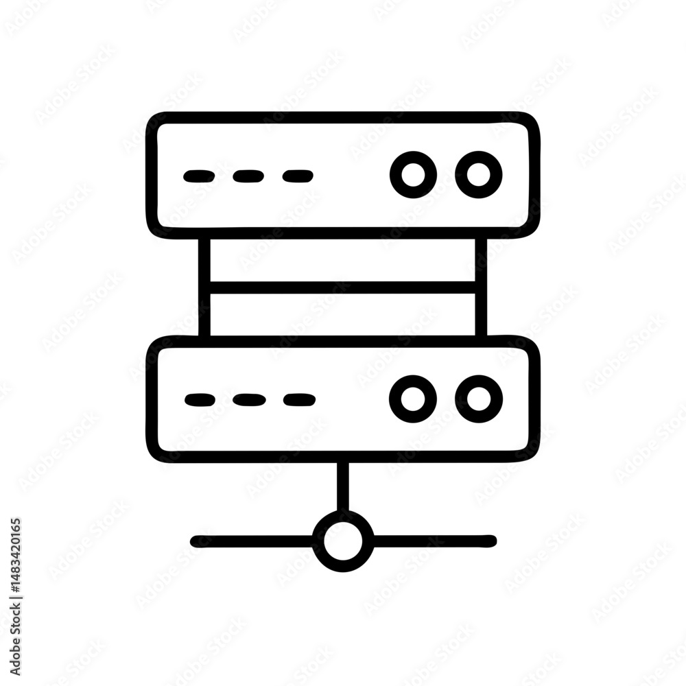 Poster Server Rack Icon Representing Data Center, Network Storage, and Cloud Computing Infrastructure