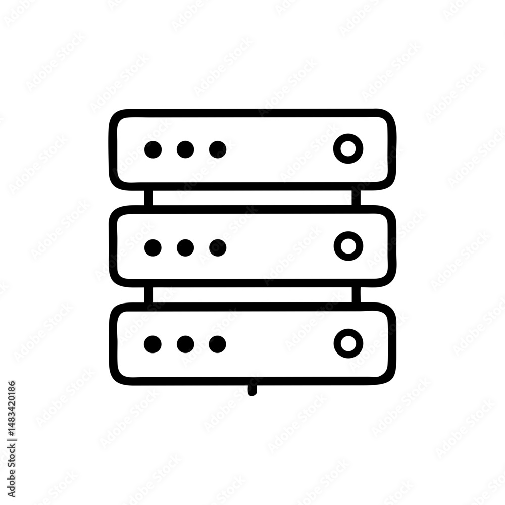 Poster Server Rack Icon Representing Data Center, Network Storage, and Cloud Computing Infrastructure