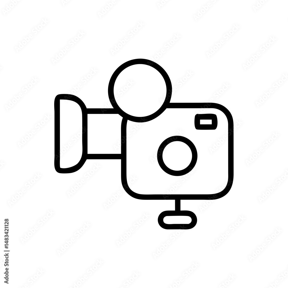 Poster simple camera icon representing photography, image capture, and visual media