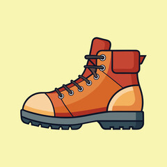 Stylized Illustration of a Single Hiking Boot against a Light Yellow Background