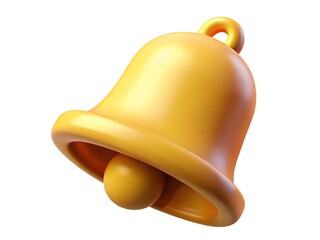 3D Render of a Classic Golden Bell on White, Smooth, Isolated and Detailed, Suitable for Notification Icons or Festive Designs. High Quality, close-up.
