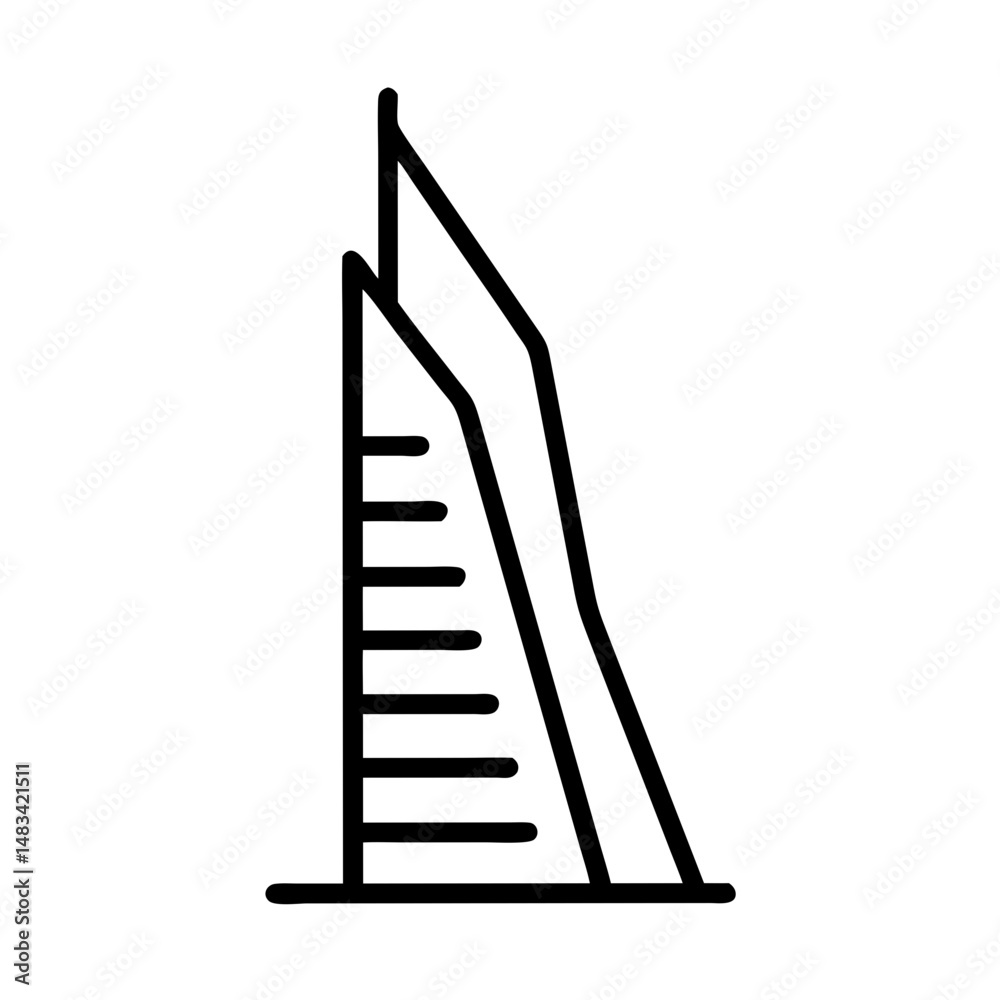 Aufkleber slanted edge skyscraper icon representing modern high-rise architecture and urban business infrastru