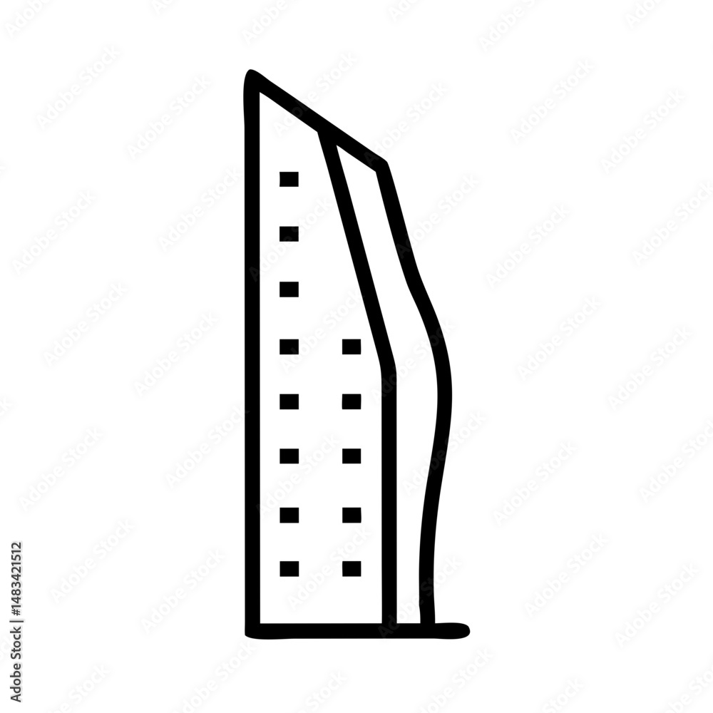 Aufkleber slanted edge skyscraper icon representing modern high-rise architecture and urban business infrastru