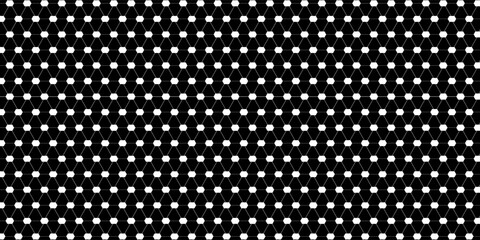 Raster monochrome seamless pattern, white hexagons on black background. Abstract geometric endless texture