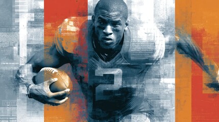 Abstract American Football Player Action Grunge Texture