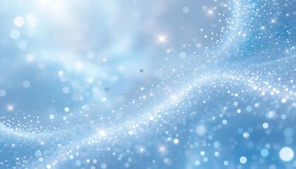 Obraz premium Abstract Light Blue Sparkle Background with Glittering Particles Creating a Dreamy Atmosphere, Showing a Swirling Elegant Design with Diamond Crystals and Bokeh Effect