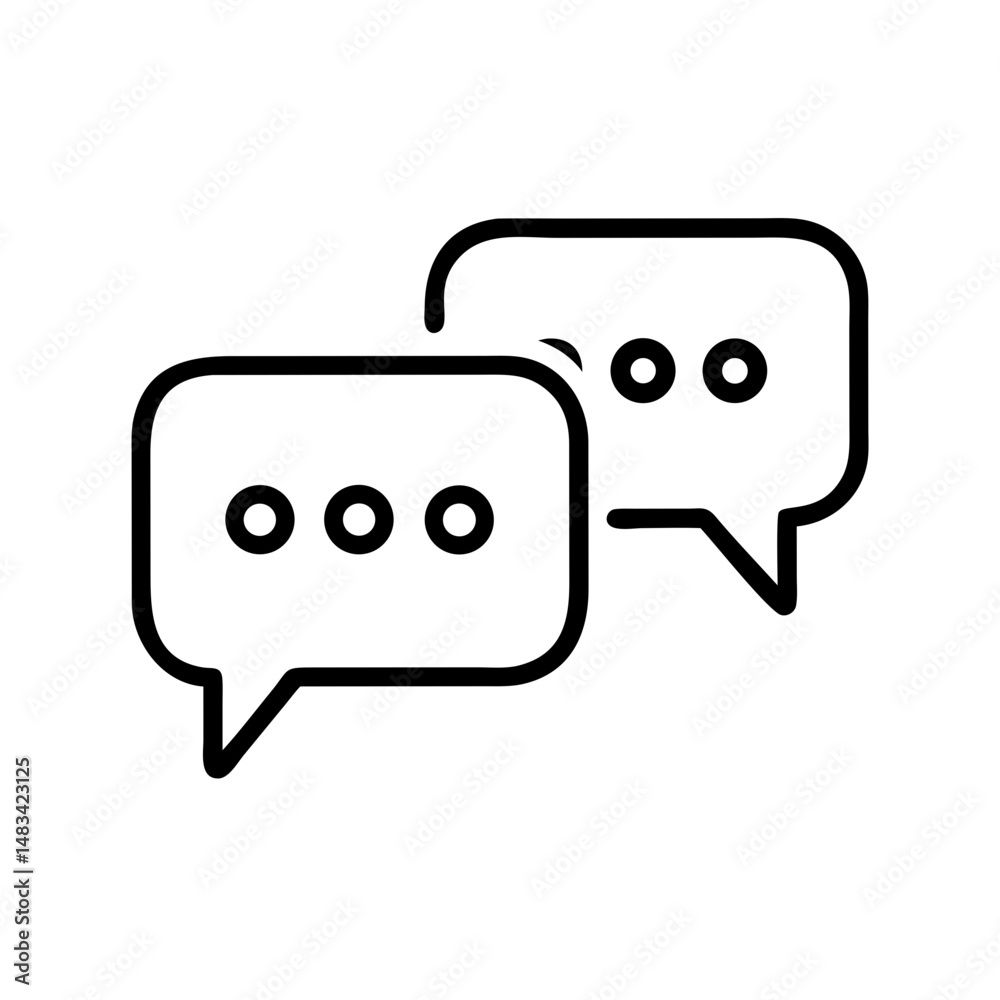 Poster speech bubble message icon representing text chat, communication, and online conversation