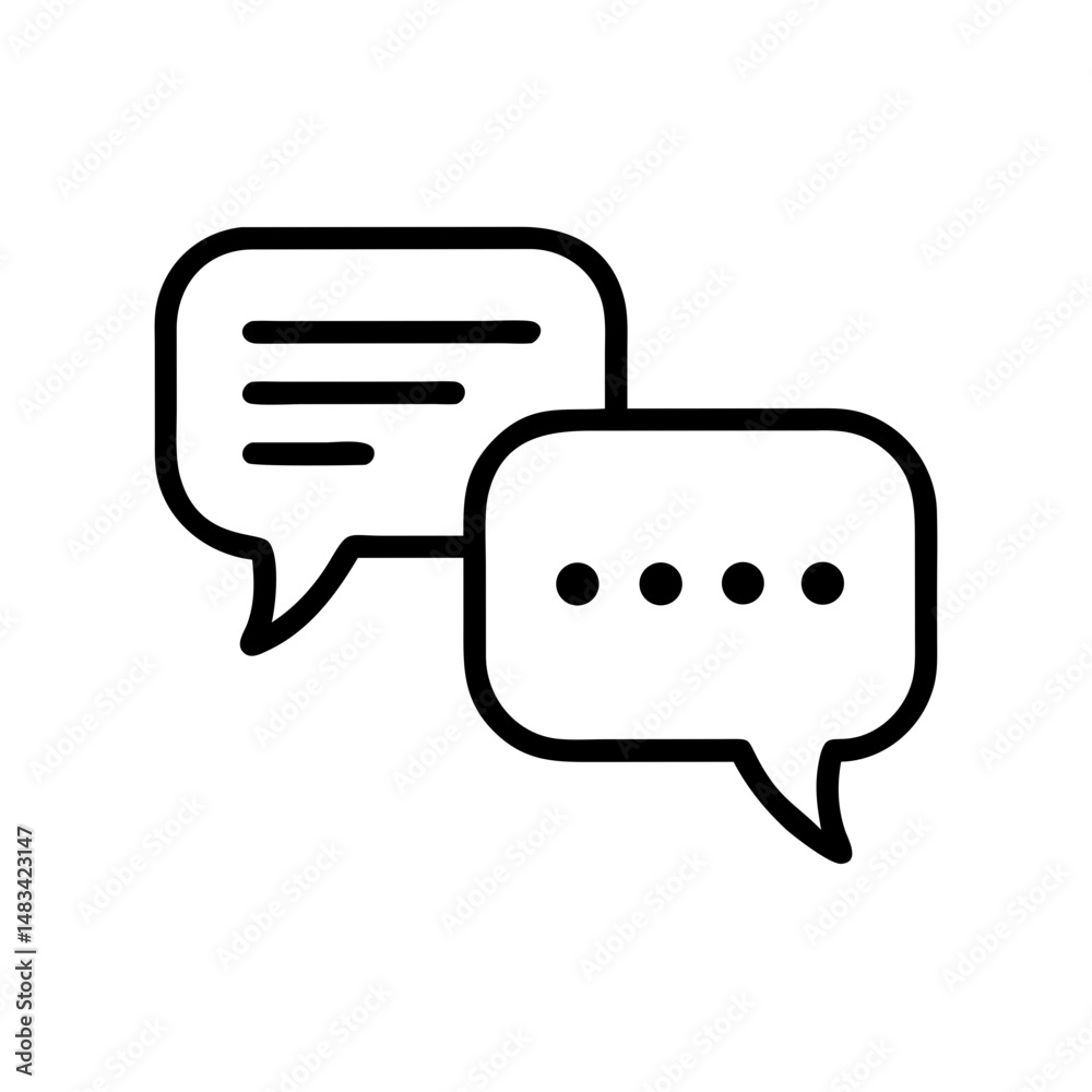 Poster speech bubbles communication icon representing messaging, dialogue, and social interaction