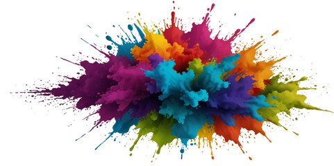 Colorful smoke rainbow holi painted fog festival background. Colorful rainbow paint color smoke cloud explosion isolated on transparent background.